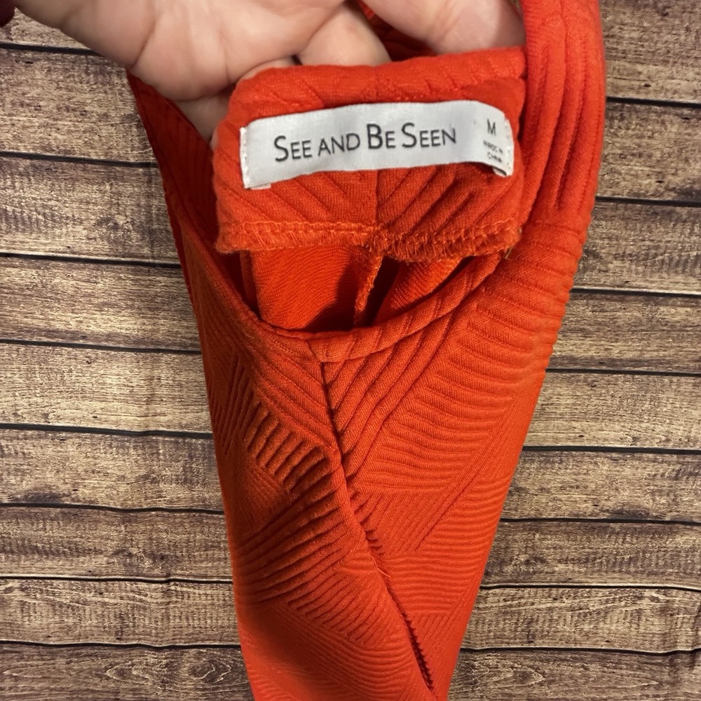 See and Be Seen Orange Textured Tie Strap Romper Shortalls Size M P7173 - Picture 6 of 8